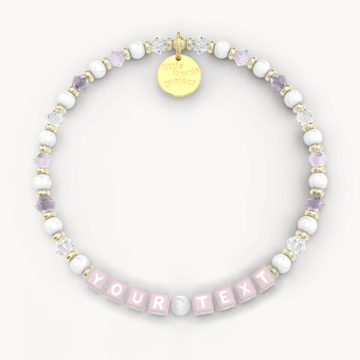 Custom Amethyst Dreams Crystal Bracelet in Pink Letters