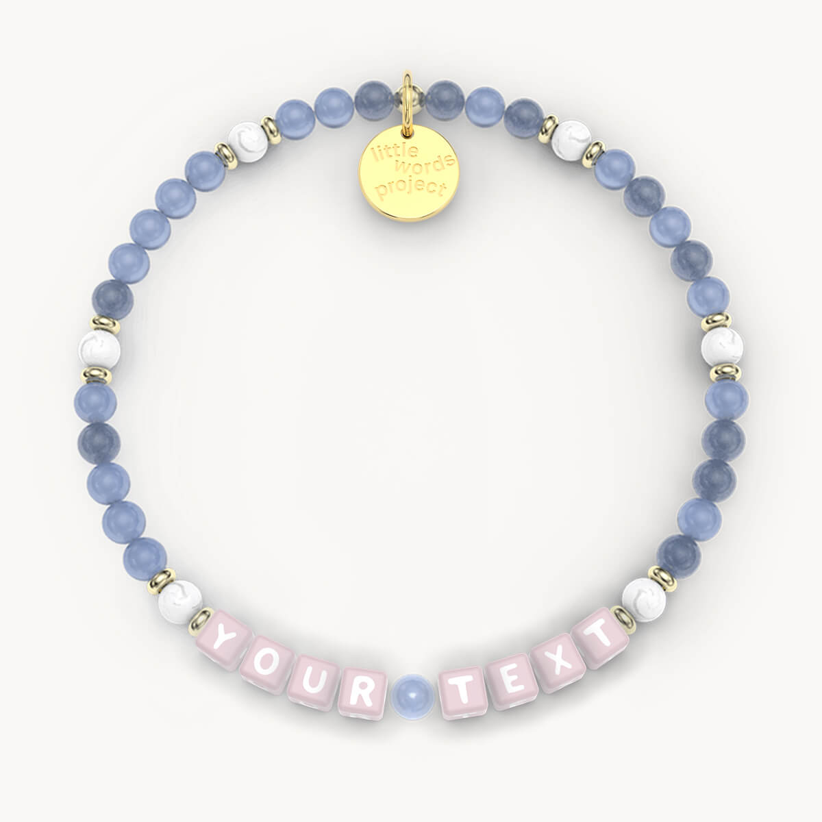 Custom Bluestone Bracelet in Pink Letters