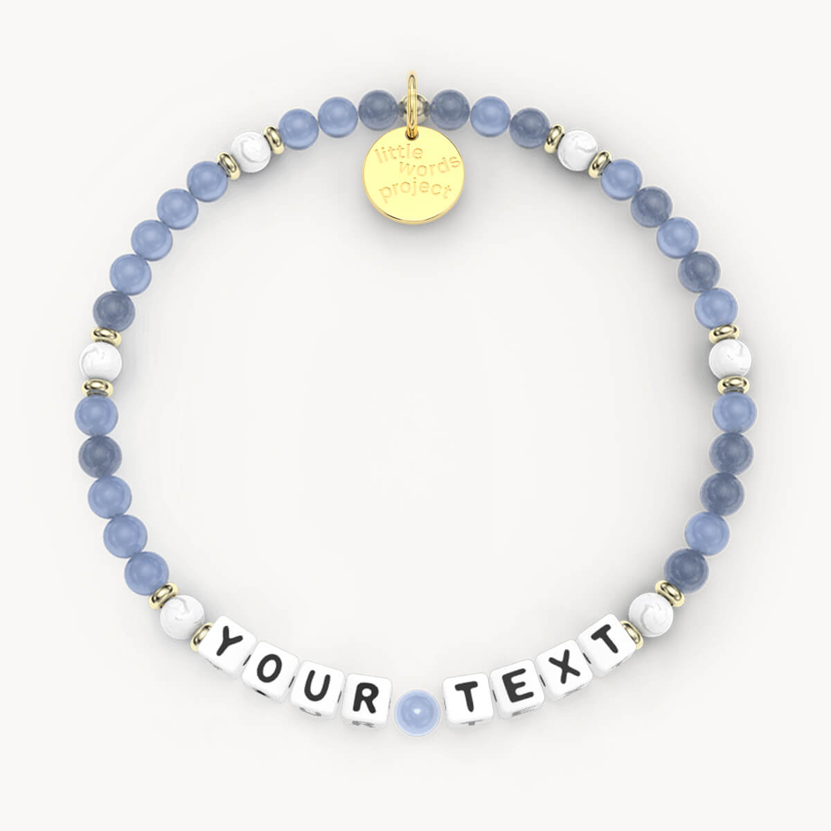 Custom Bluestone Bracelet in White Letters