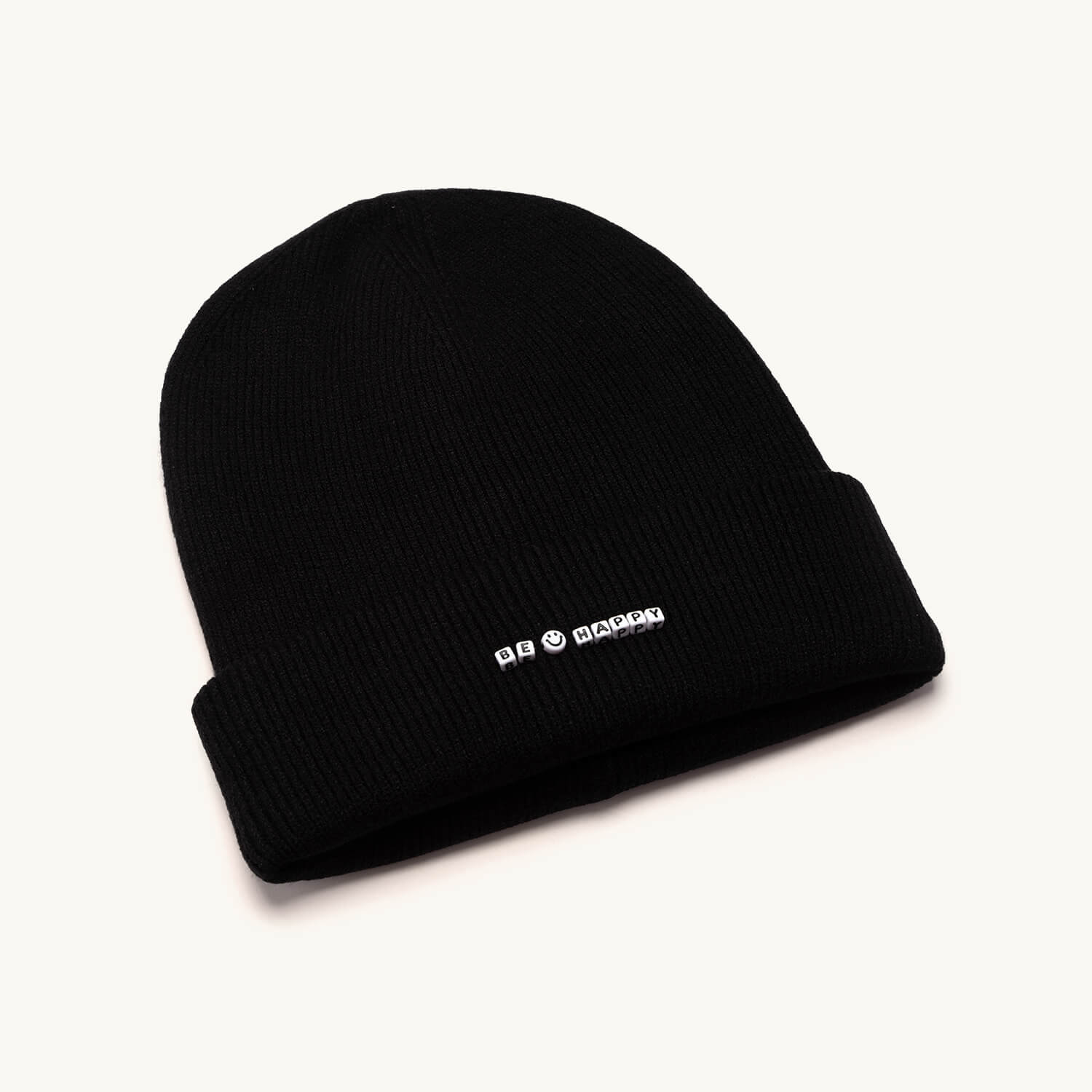 Black Be Happy Beanie- Holiday Gift Shop Beanie