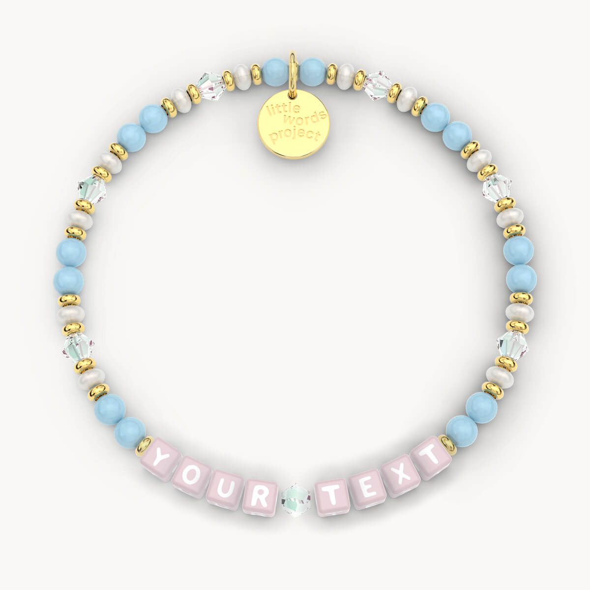 Custom Chambray Bracelet in Pink Letters