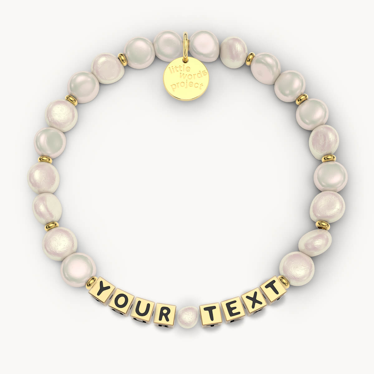 Custom Clamshell Freshwater Pearl Gold Letters