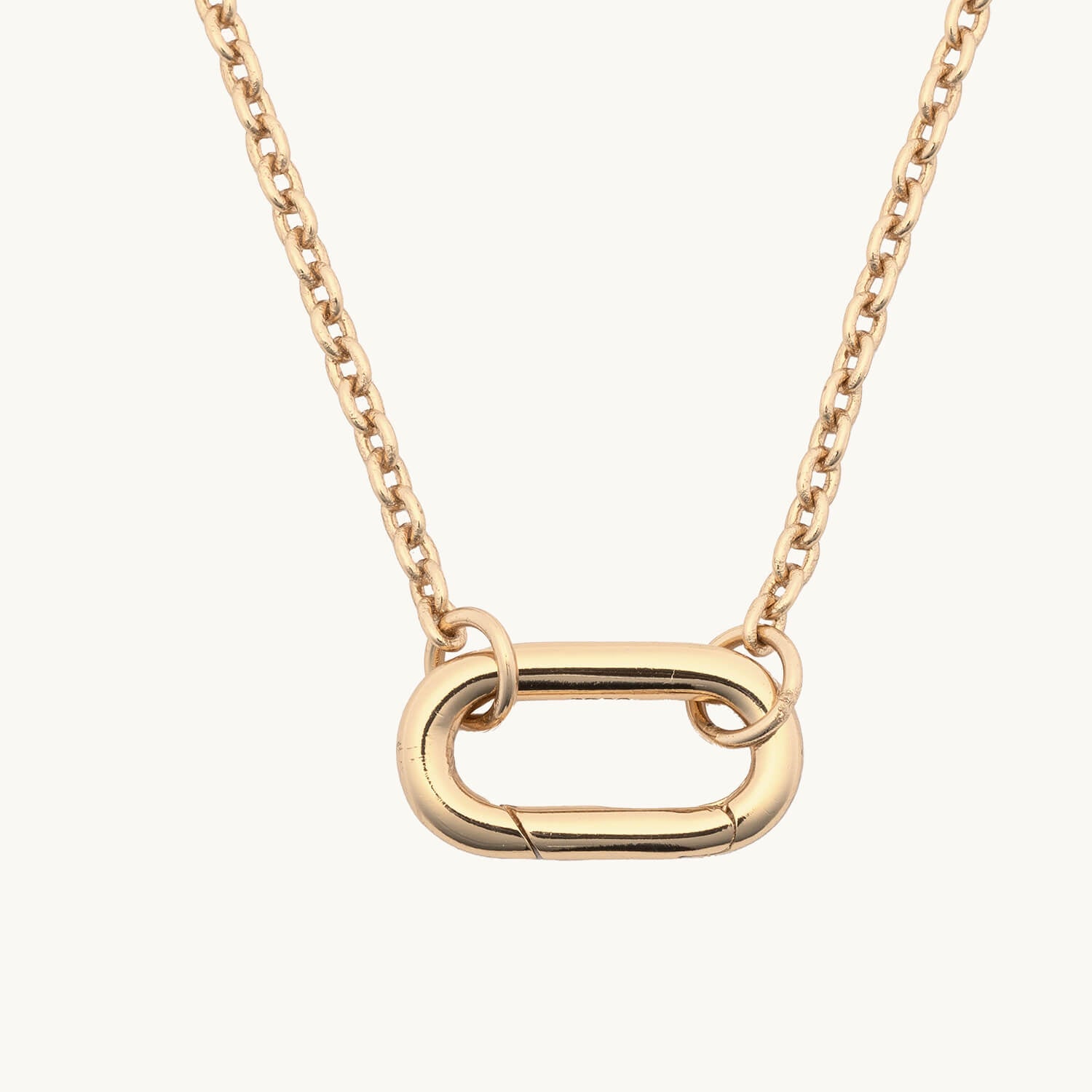 Oval Charm Holder Necklace Horizontal