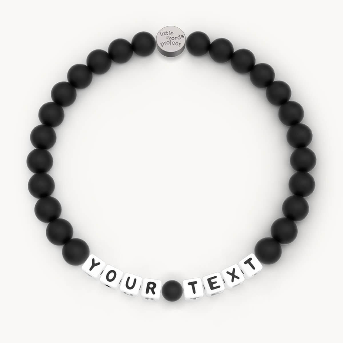 Custom Jet Matte Men's Bracelet in White Letters