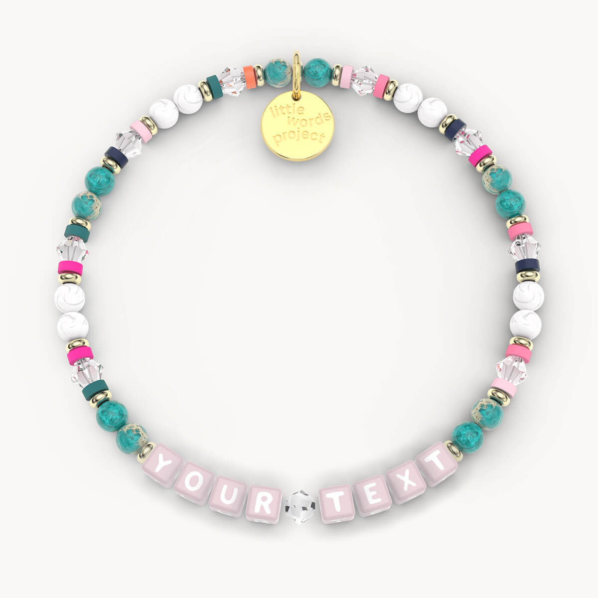 Custom Joyful Stone Bracelet in Pink Letters