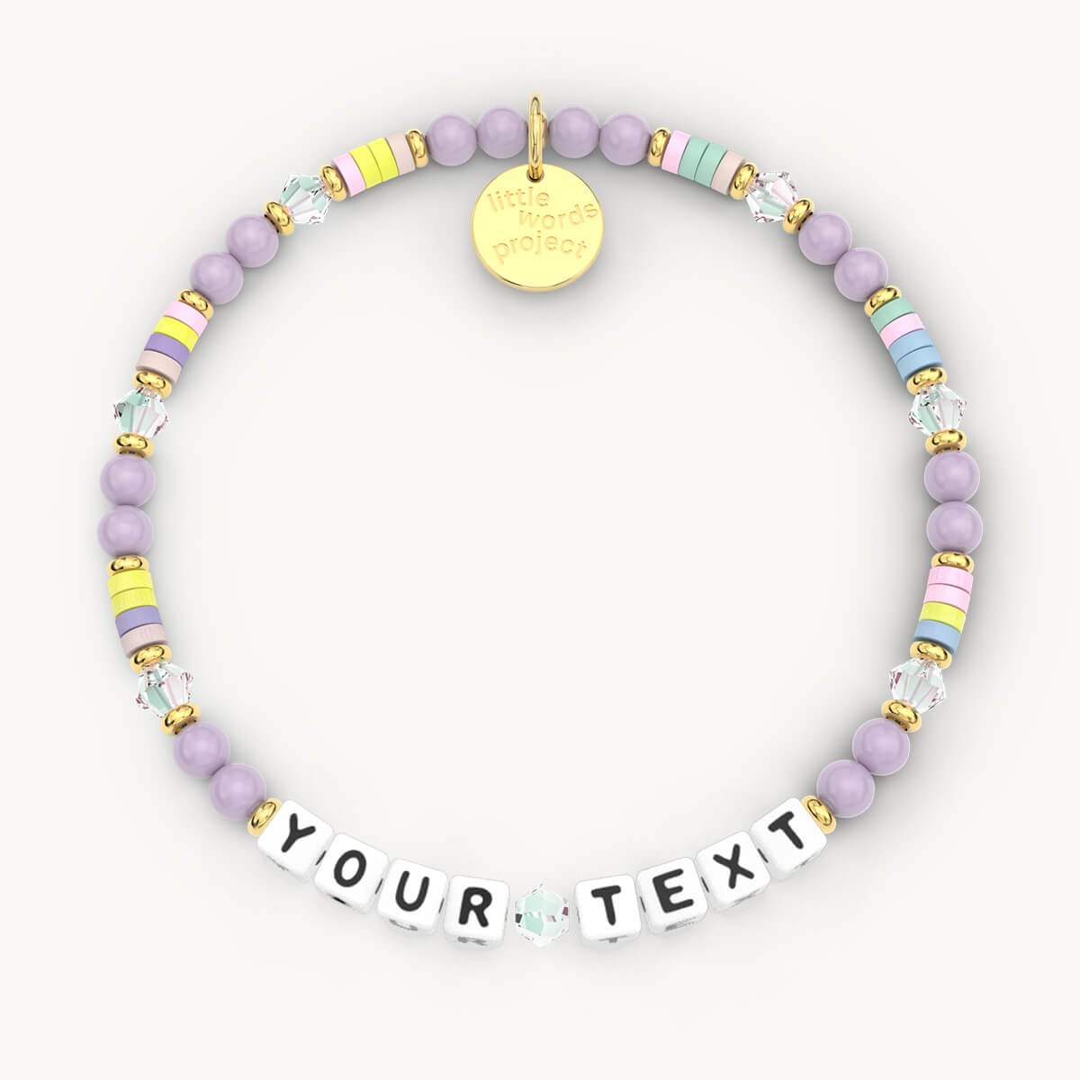 Custom Lilac Garden Bracelet in White Letters