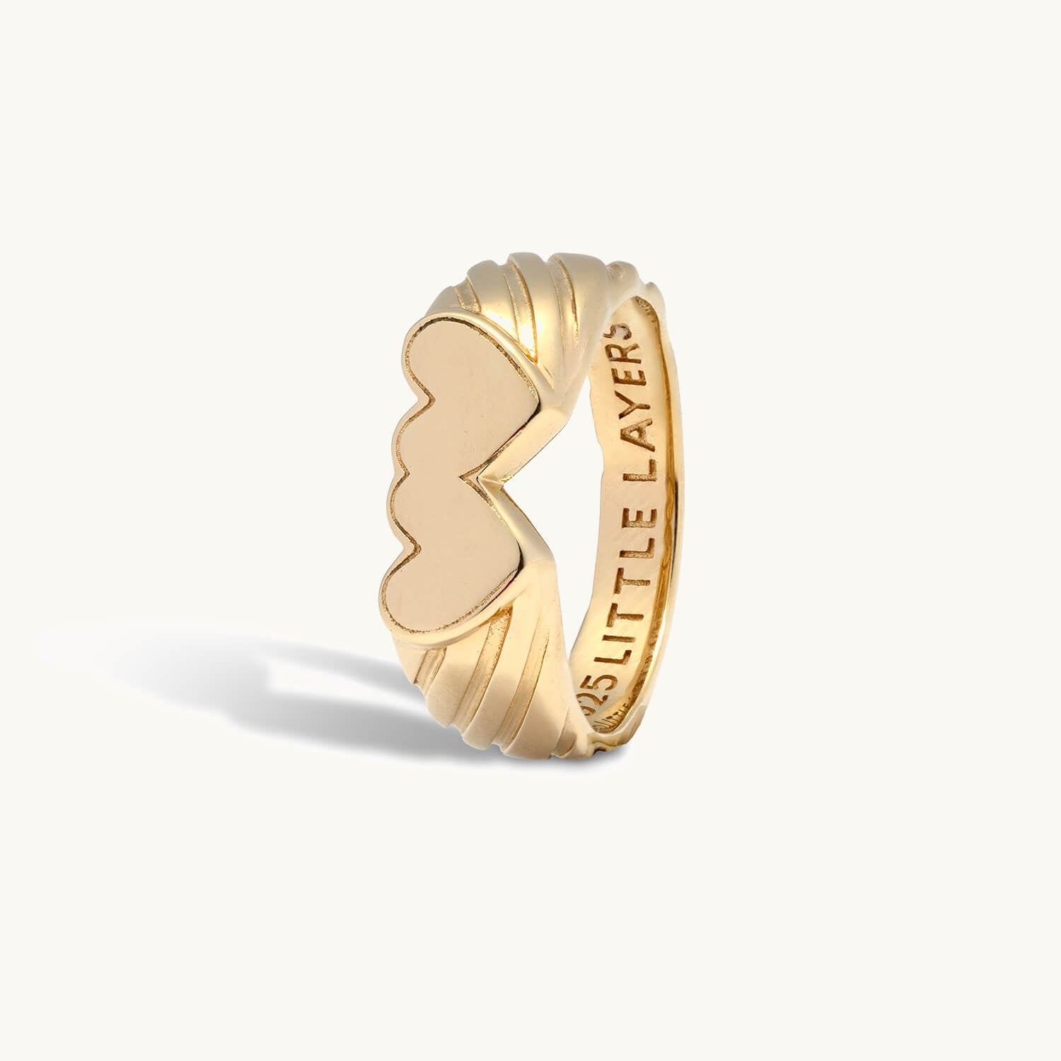 Double Heart Signet Ring (Gold)