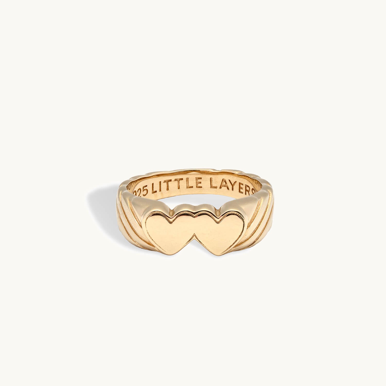 Double Heart Signet Ring (Gold)