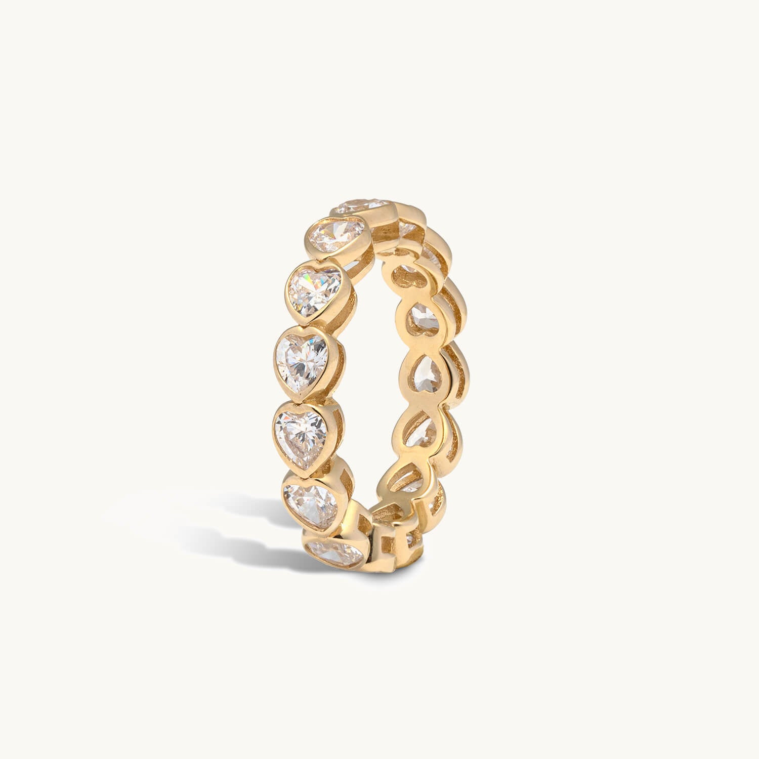 CZ Heart Eternity Band Ring (Gold)