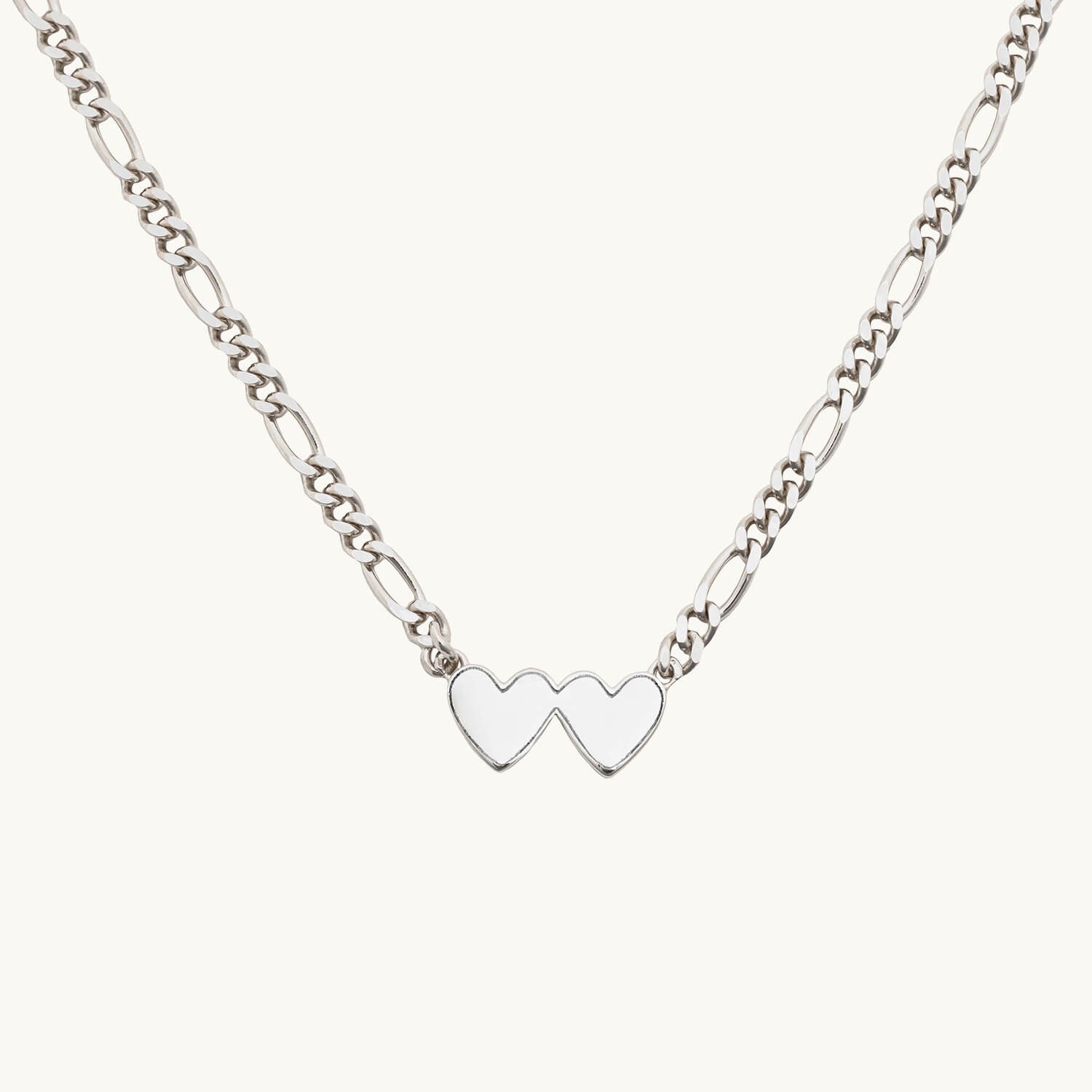 Double Heart Necklace (Silver)