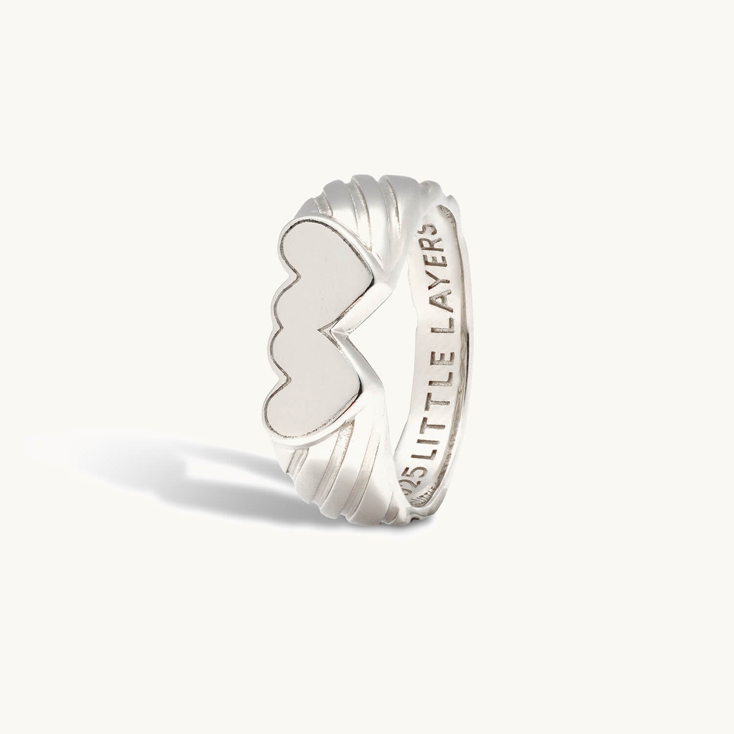 Double Heart Signet Ring (Silver)