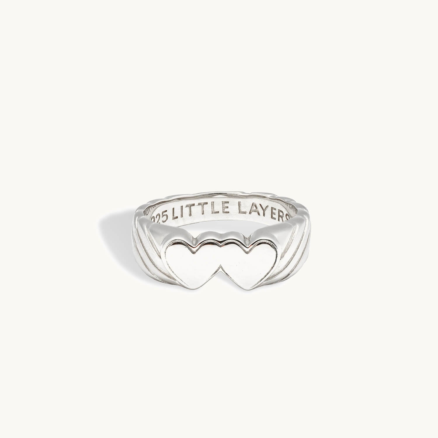 Double Heart Signet Ring (Silver)