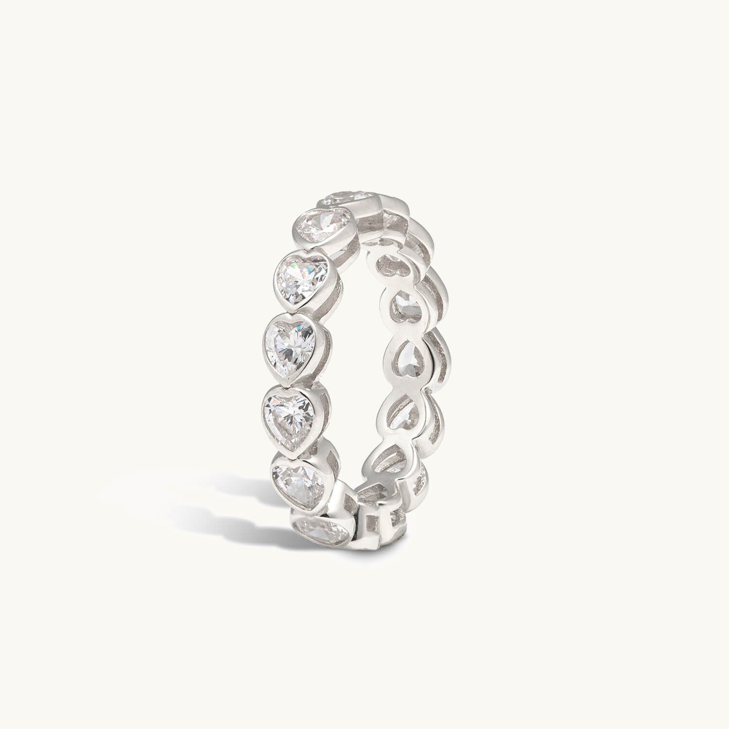 CZ Heart Eternity Band Ring (Silver)