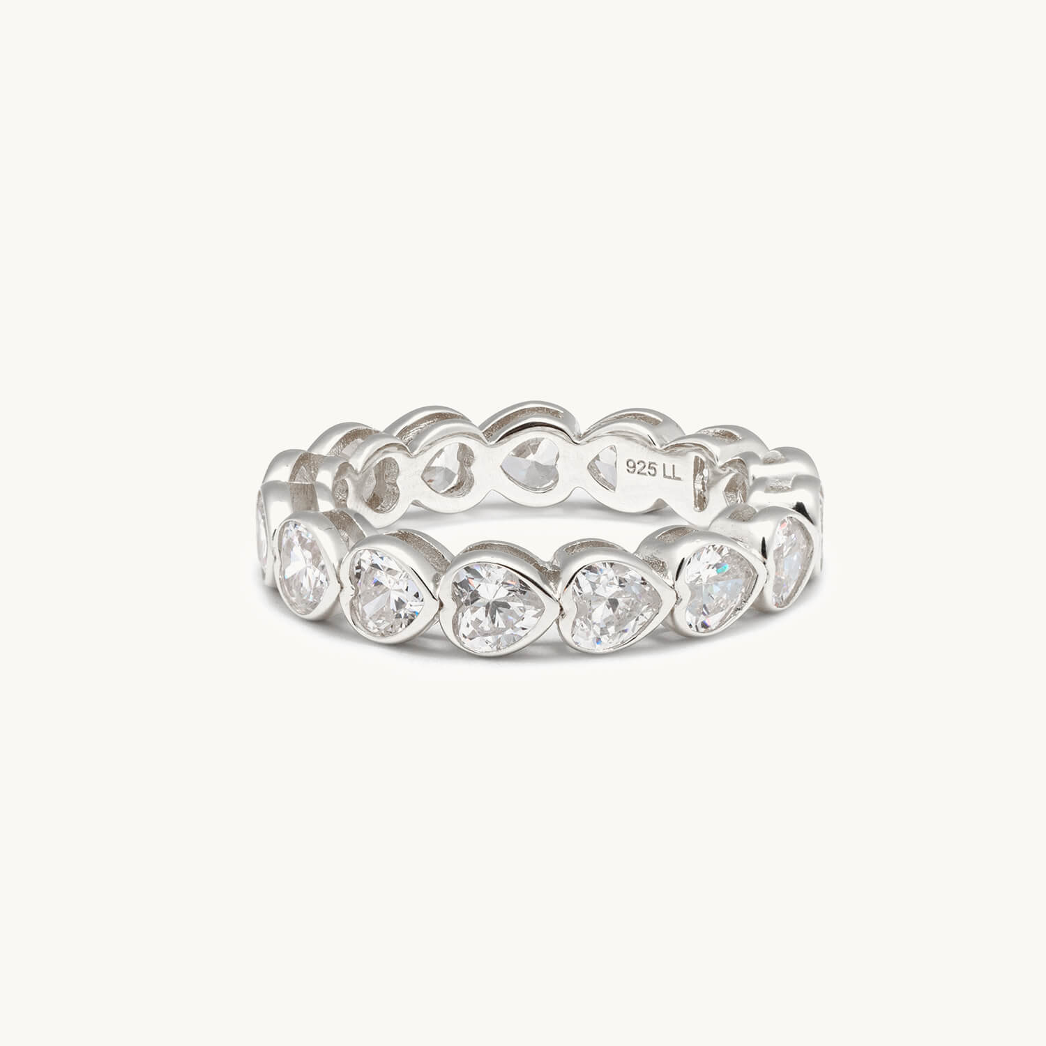 CZ Heart Eternity Band Ring (Silver)