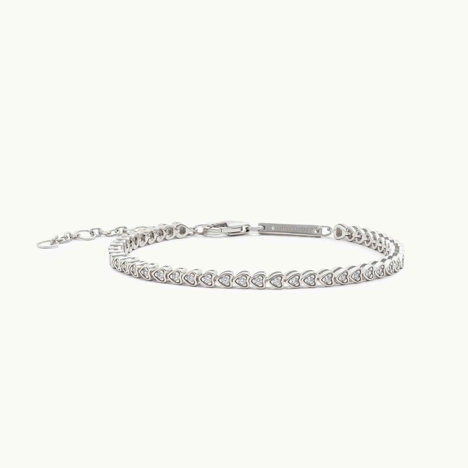 Tiny Heart Tennis Bracelet (Silver)