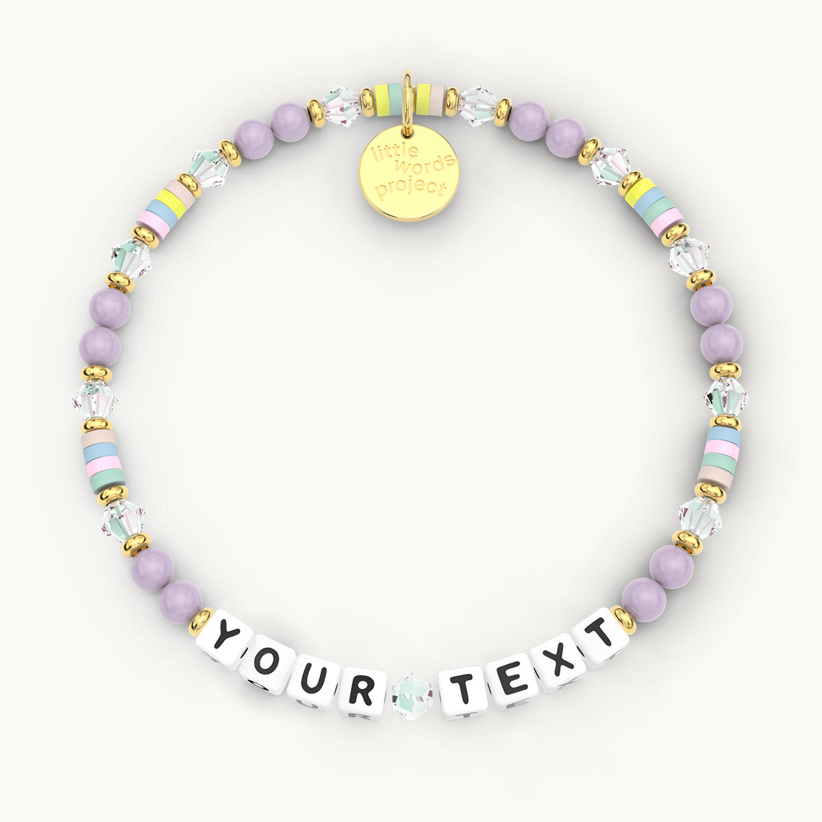 Custom Lilac Garden Bracelet in White Letters