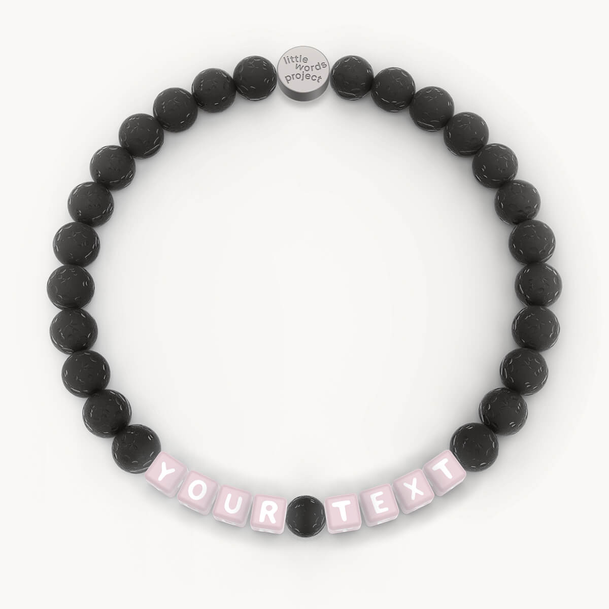 Custom Lava Stone Men's Bracelet in Pink Letters