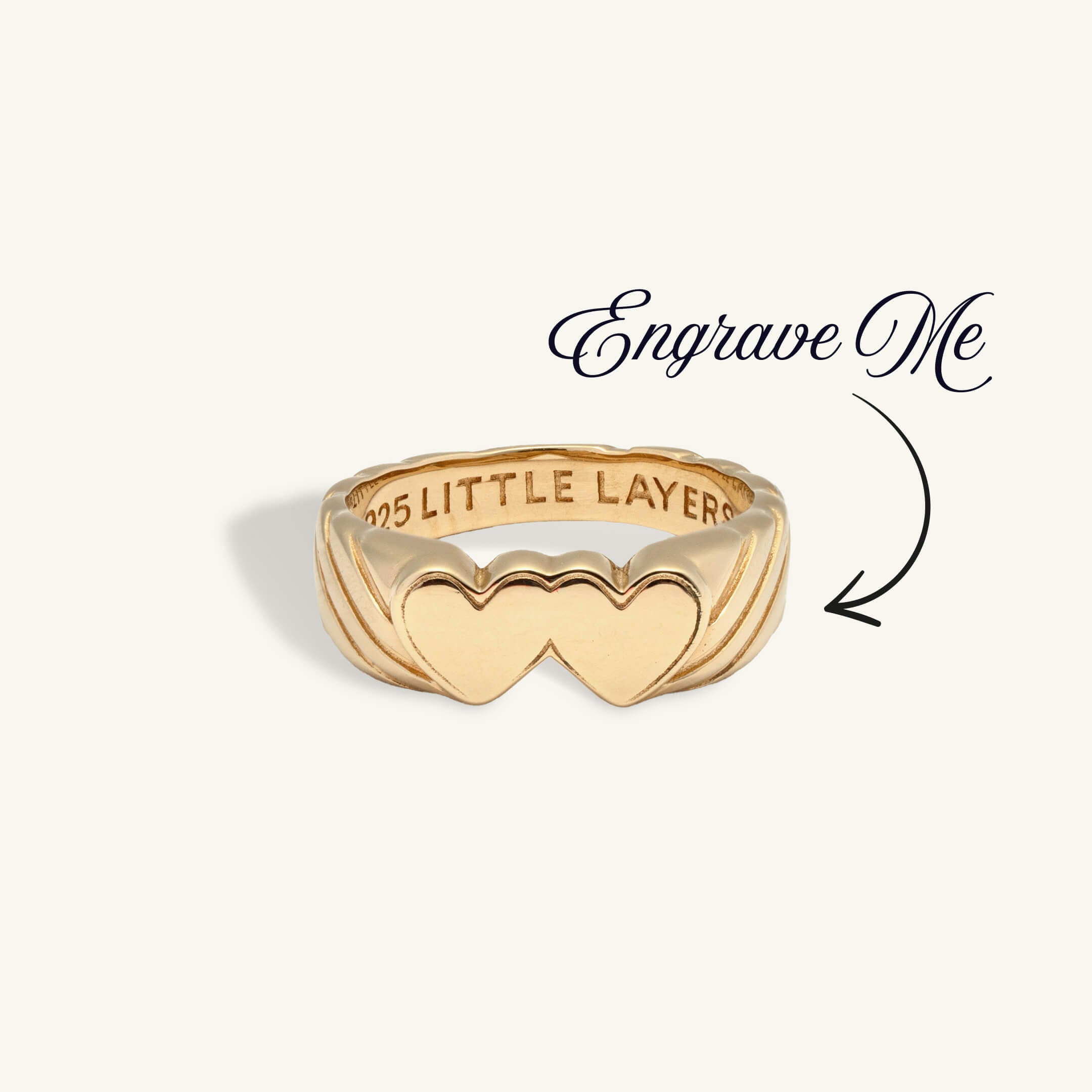 Double Heart Signet Ring (Gold)