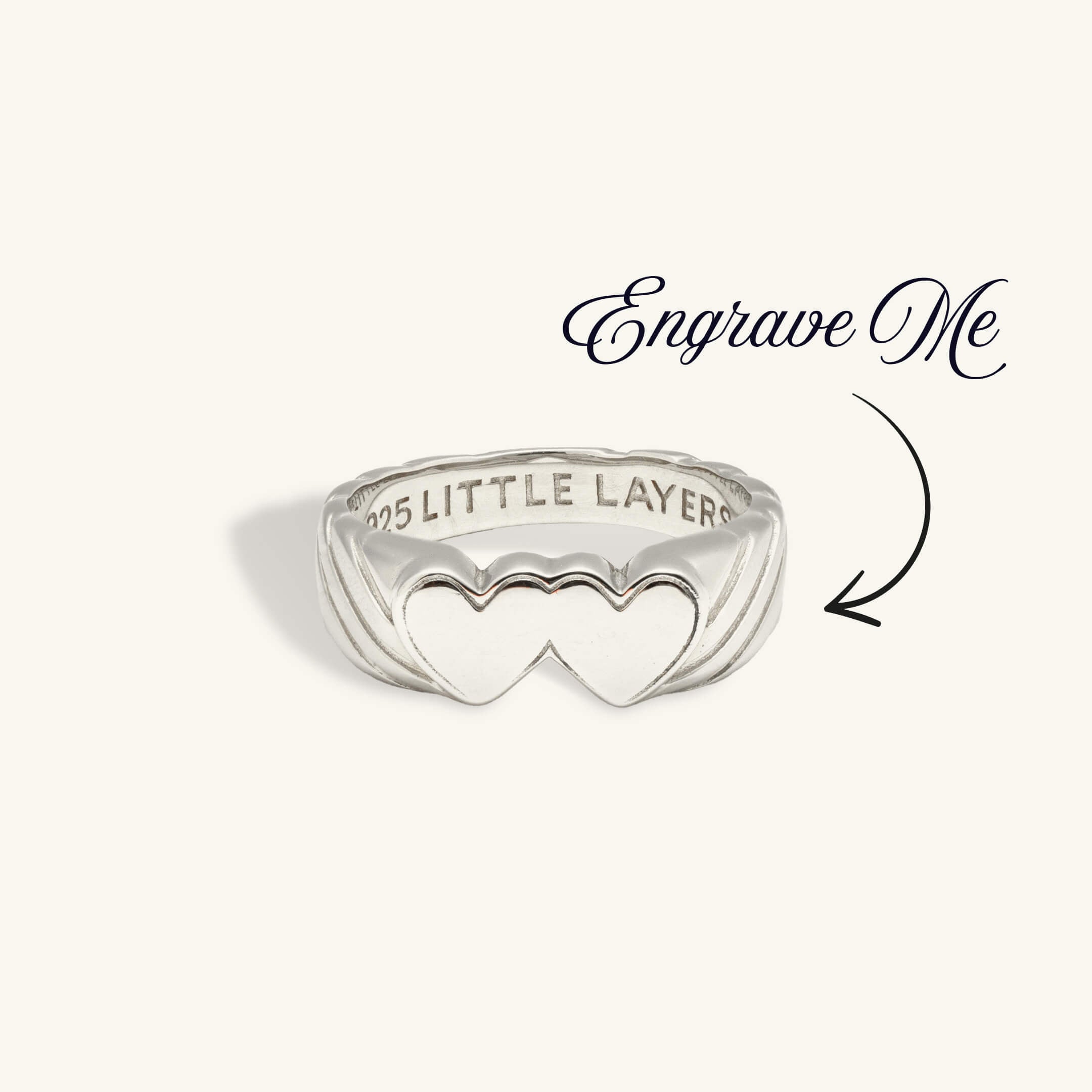 Double Heart Signet Ring (Silver)