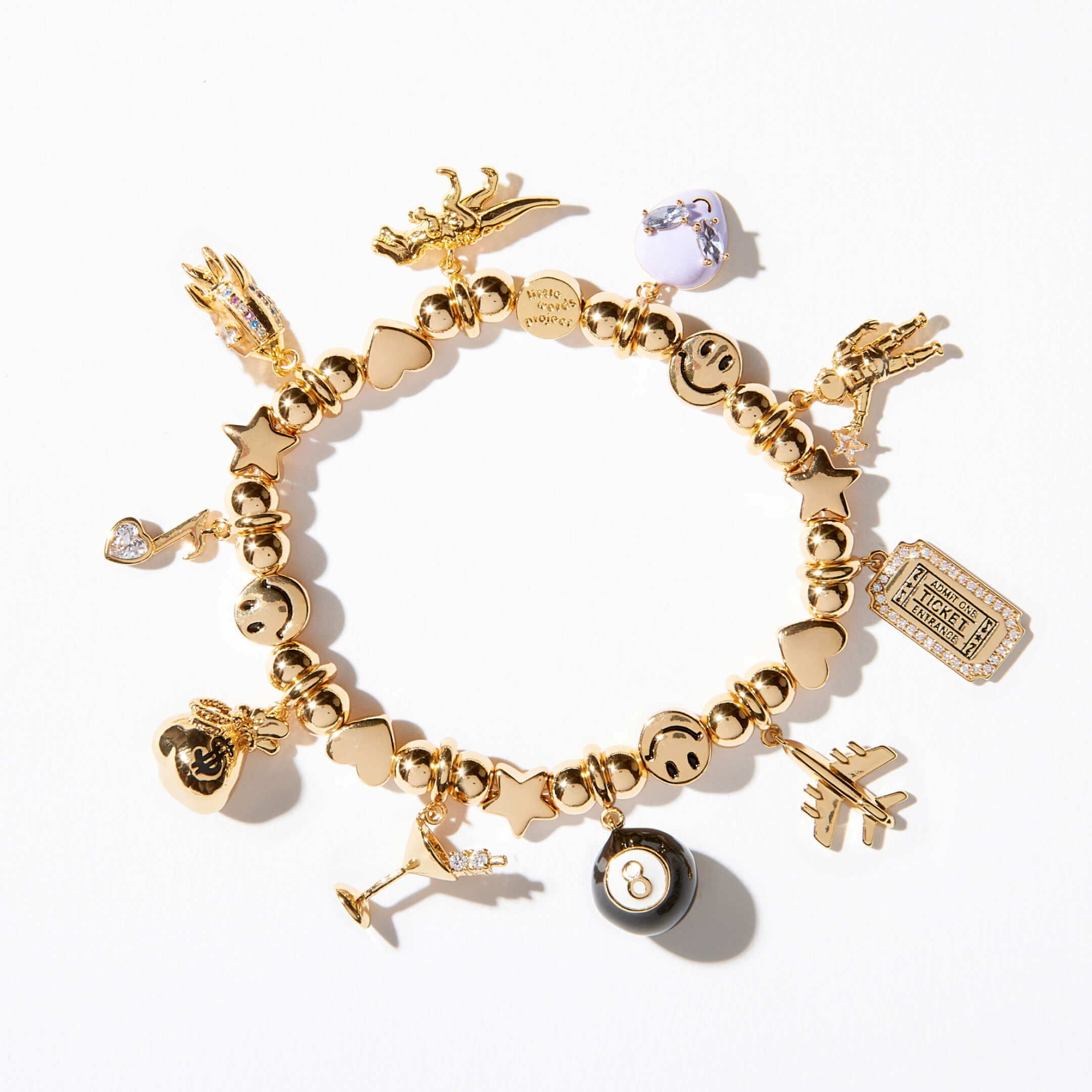 Gold Charm Bracelet Base with Charms