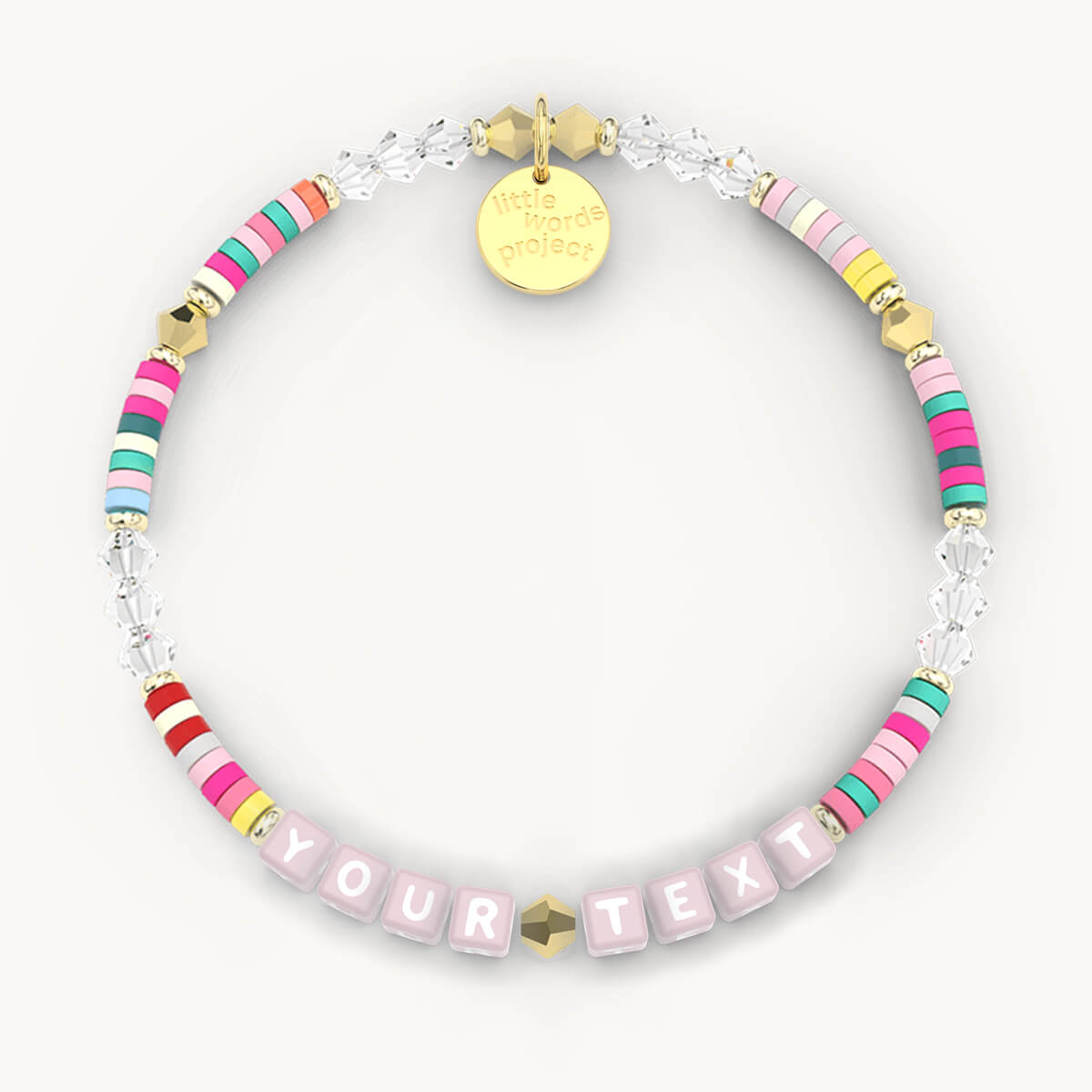 Custom Rainbow Bracelet in Pink Letters