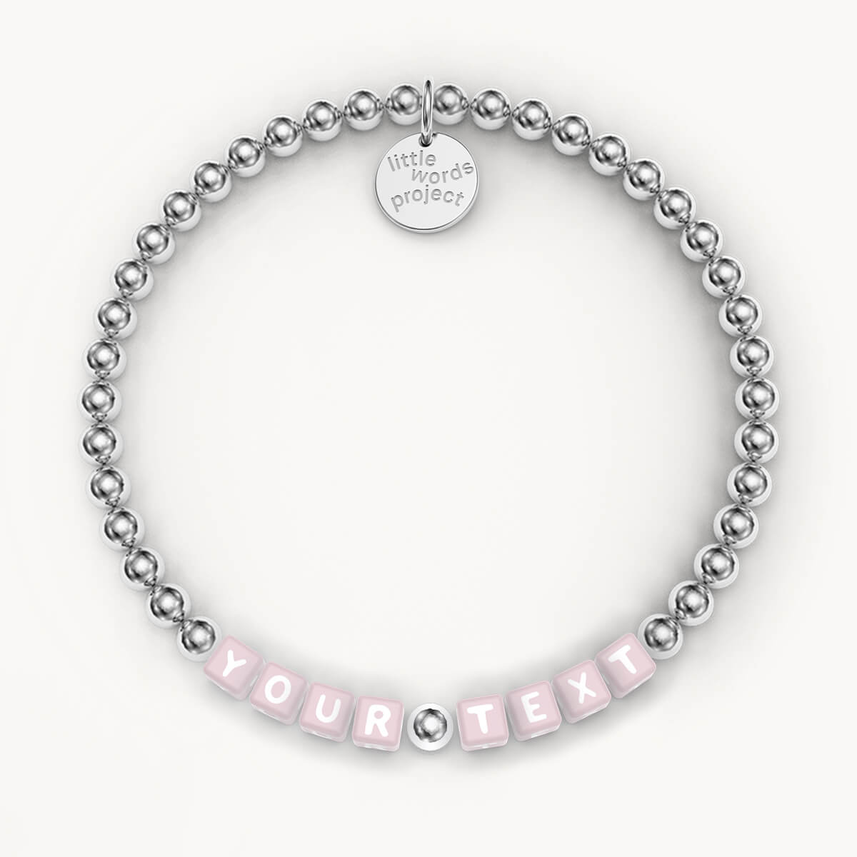 Custom Silver Plated Bracelet in Pink Letters