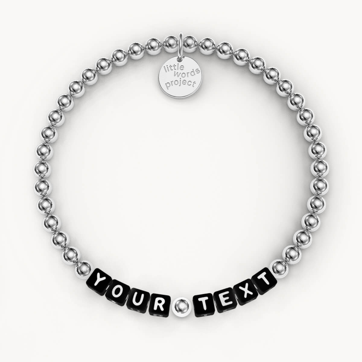 Custom Silver Plated Bracelet in Black Letters