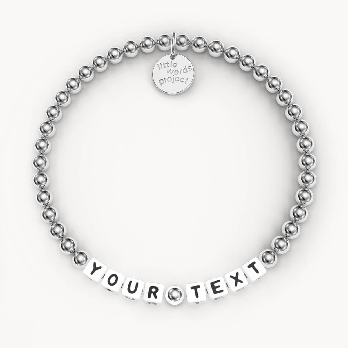 Custom Silver Plated Bracelet in White Letters