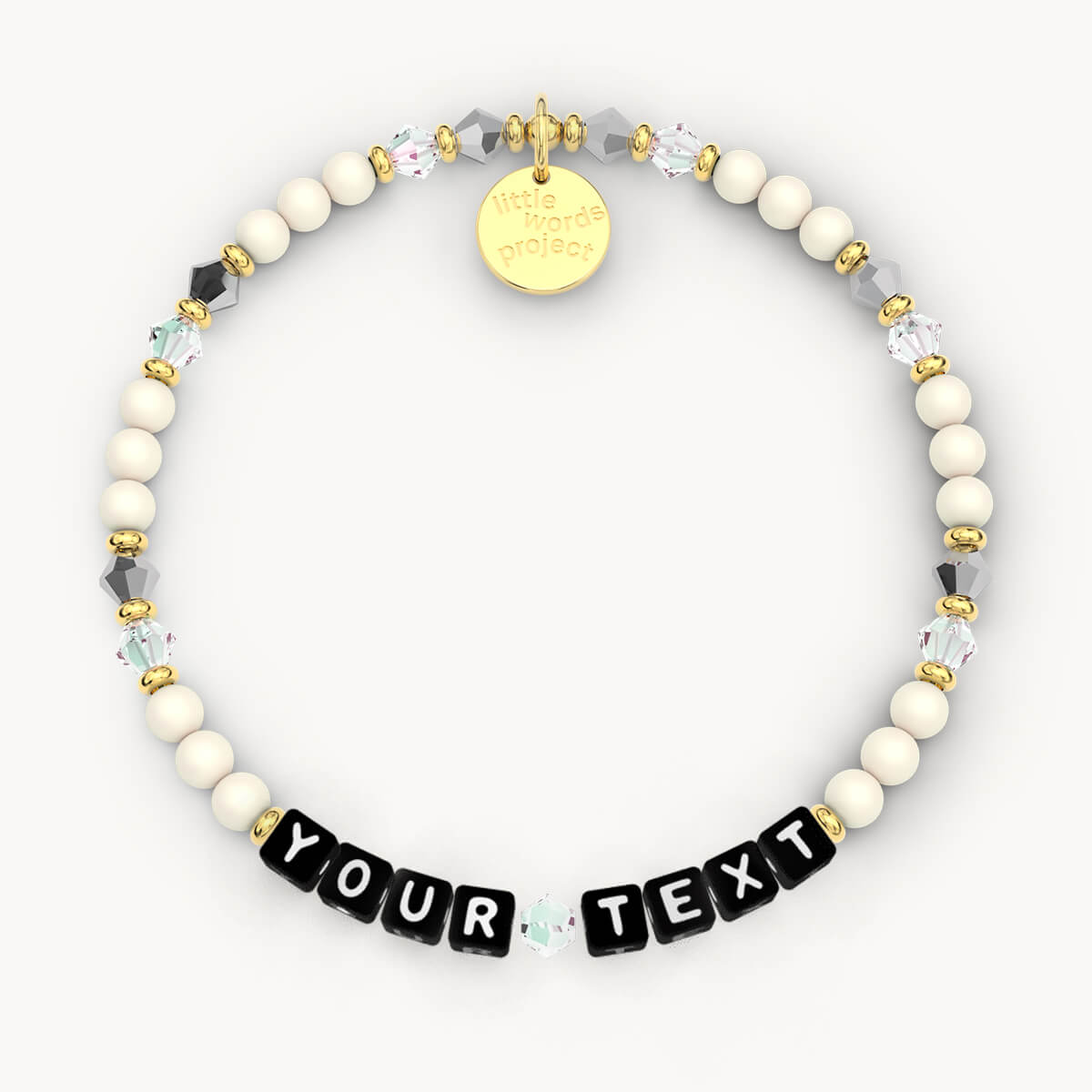 Custom Strand of Pearls Bracelet in Black Letters