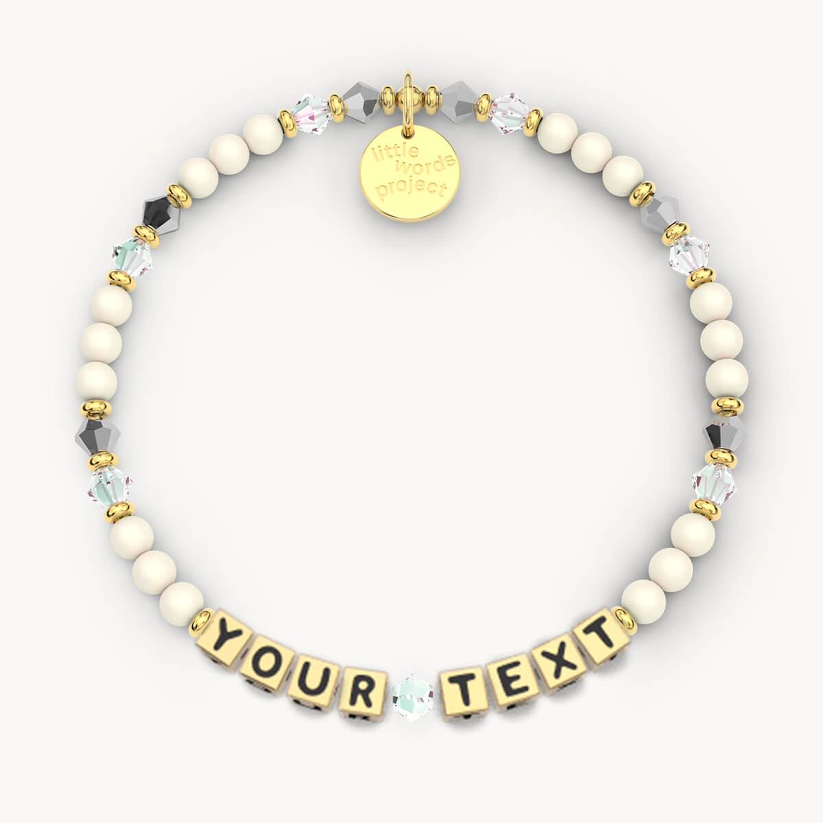 Custom Strand of Pearls Bracelet in Gold Letters