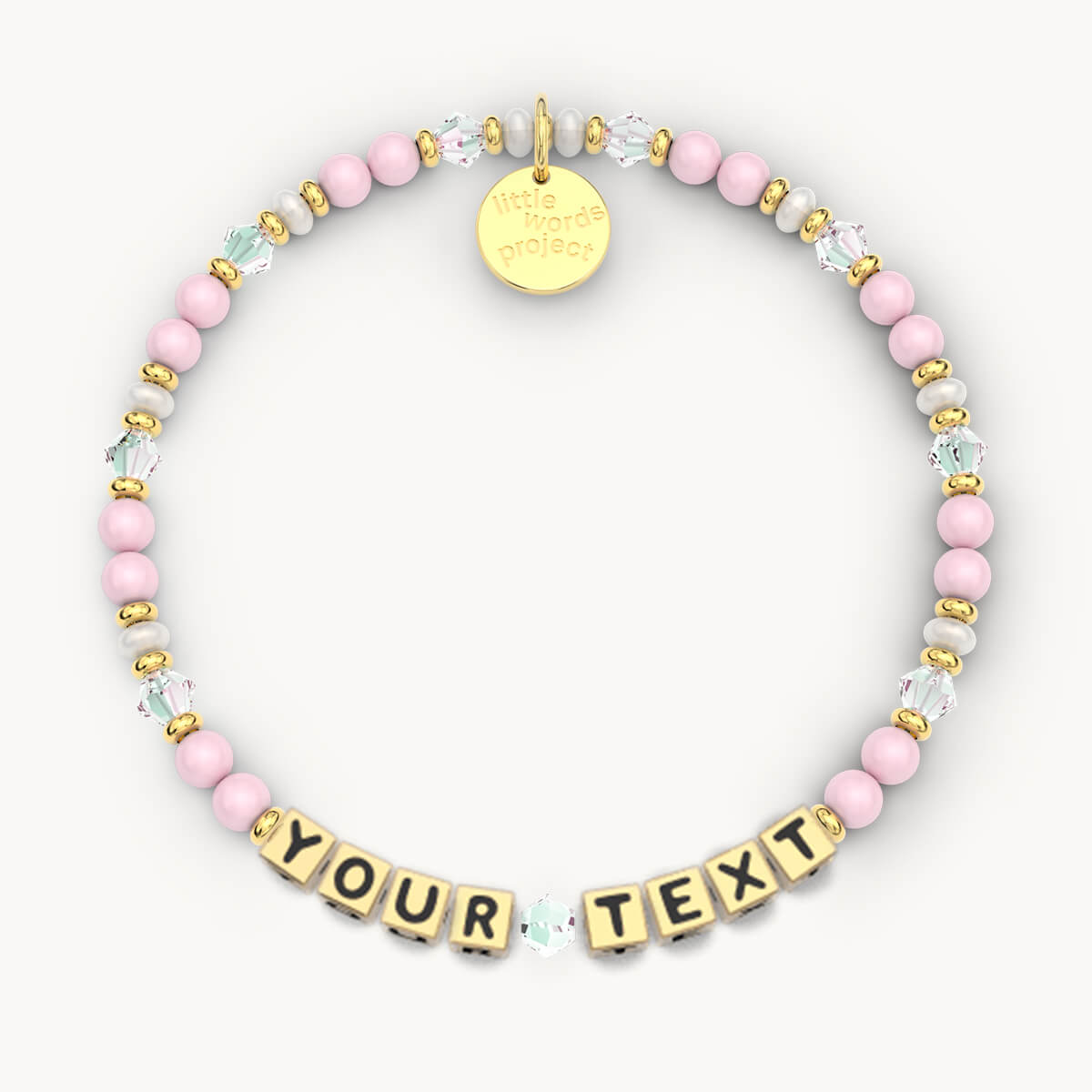 Custom Strawberry Cloud Bracelet in Gold Letters