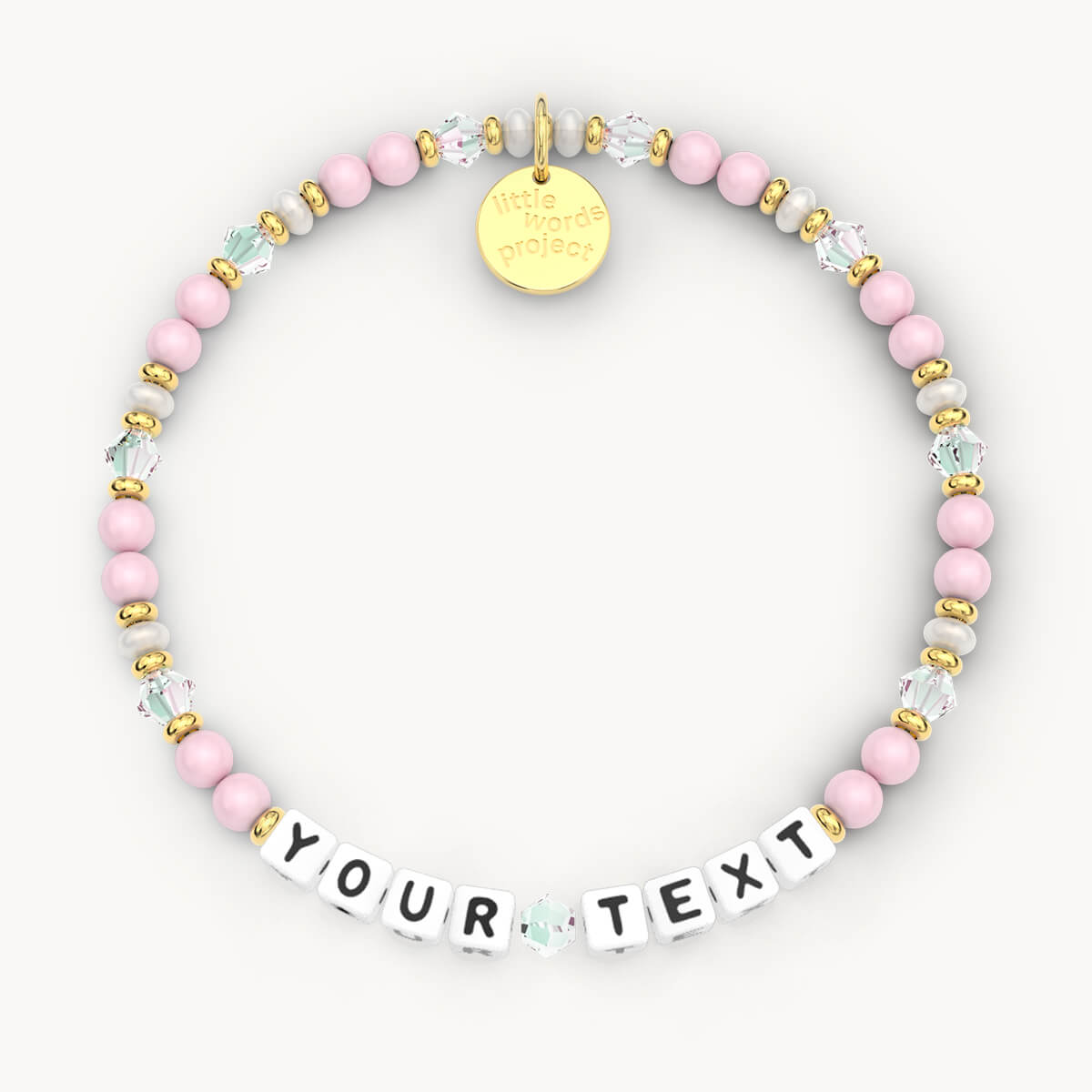 Custom Strawberry Cloud Bracelet in White Letters